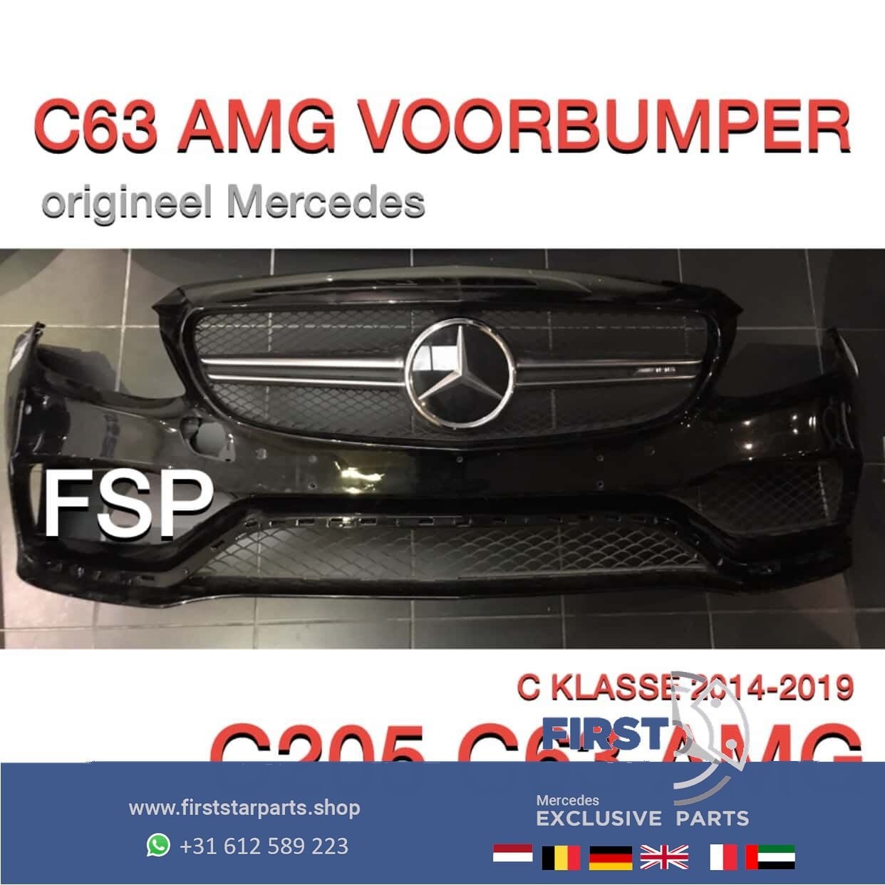 C205 A205 C63 AMG VOORBUMPER Mercedes C Klasse COUPÉ CABRIO, Gebruikt, -, Voor, Ophalen of Verzenden