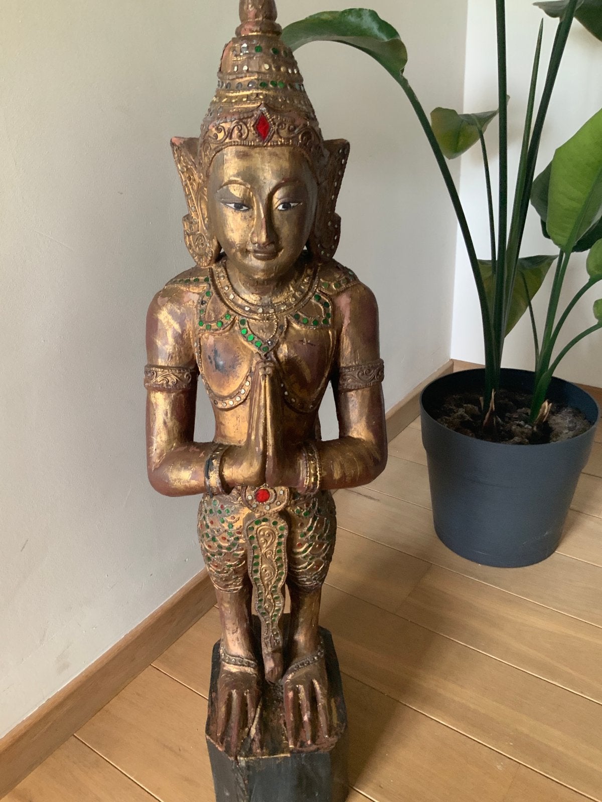 Statue en bois de Thaïlande, Enlèvement, Utilisé, 90 cm