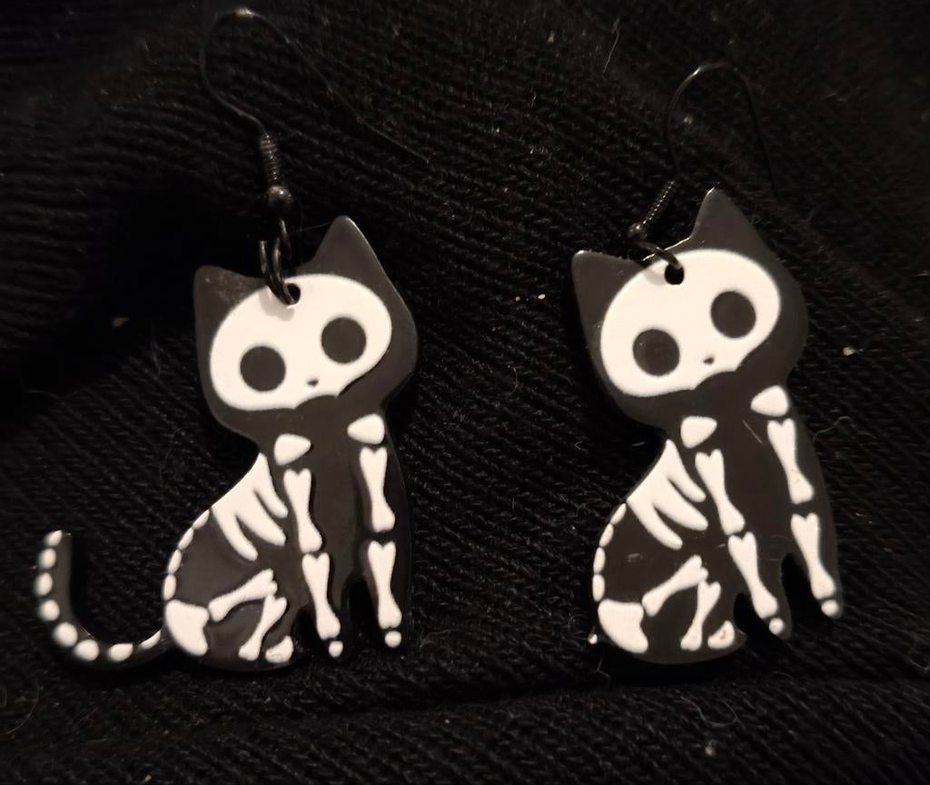 Katjes oorbellen, Overige materialen, Hangers, Zwart, Nieuw