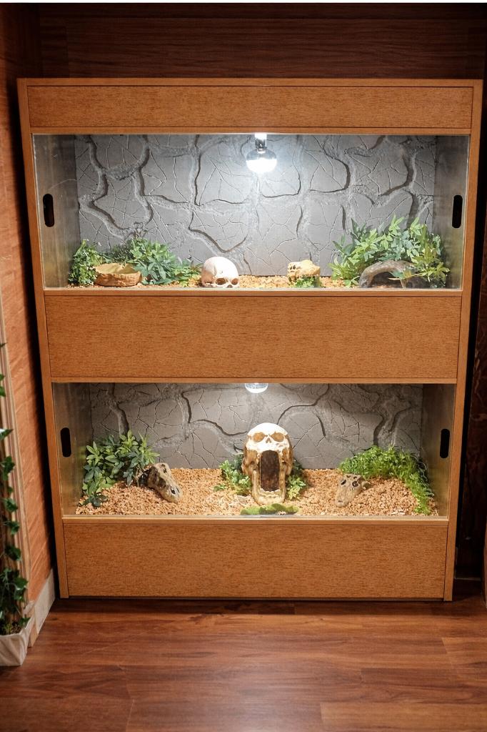Luxe dubbel terrarium volledig handgemaakt, Dieren en Toebehoren, Ophalen, Nieuw, Verlichting