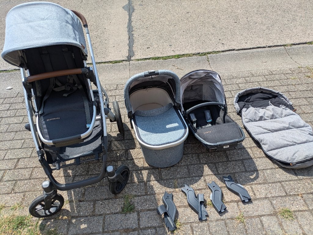 UPPAbaby Vista V2 Duo Complete Set – Reiswieg + RumbleSeat, Zo goed als nieuw, Duowagen, Combiwagen, Ophalen