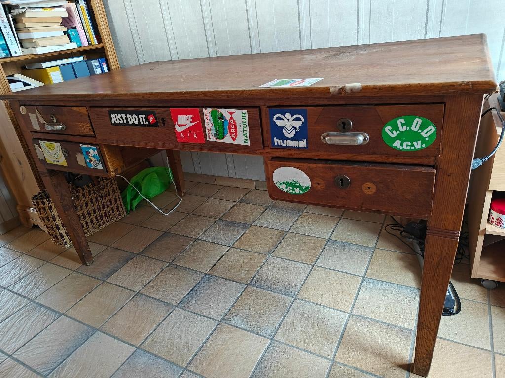 Bureau, Ophalen, Met lades, Gebruikt, Hout