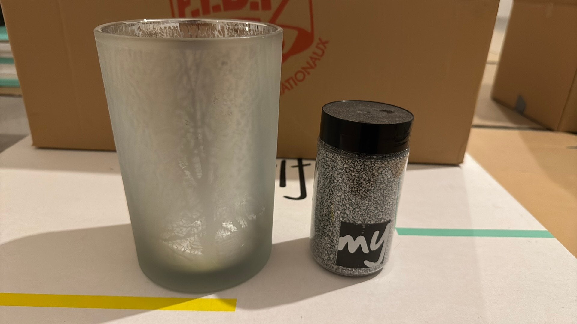 Vase avec impression et remplissage, Verre, Enlèvement, Multicolore, 18 cm