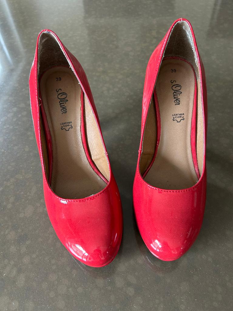 rode pumps San Oliver, Rouge, Escarpins, S. Oliver, Comme neuf