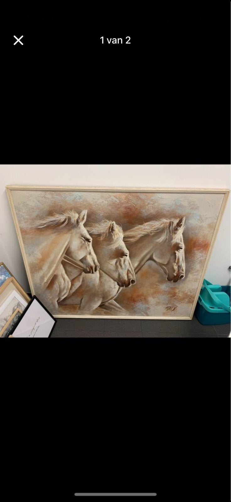 Groot schilderij paarden, Antiek en Kunst, Ophalen