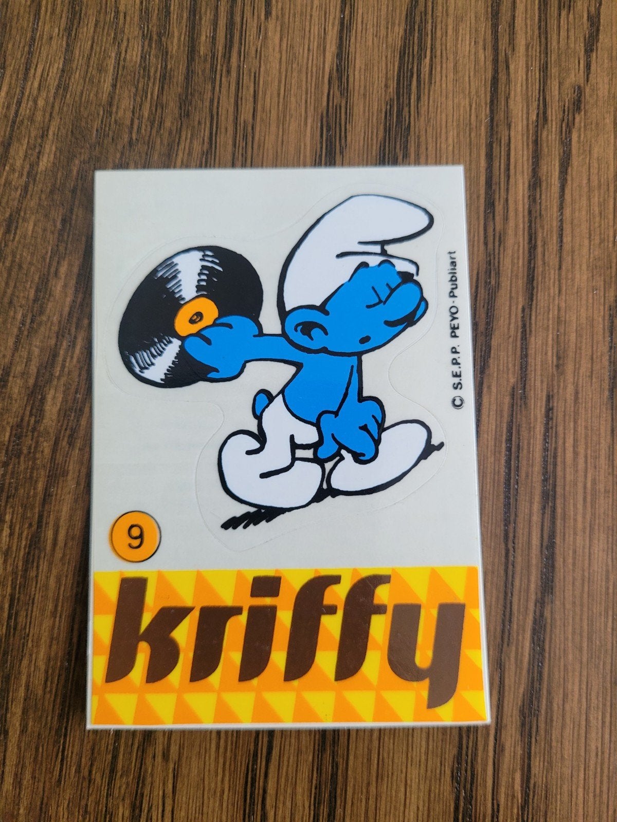 autocollant ancien Les Schtroumpfs Kriffy numéro 9, Collections, Enlèvement ou Envoi