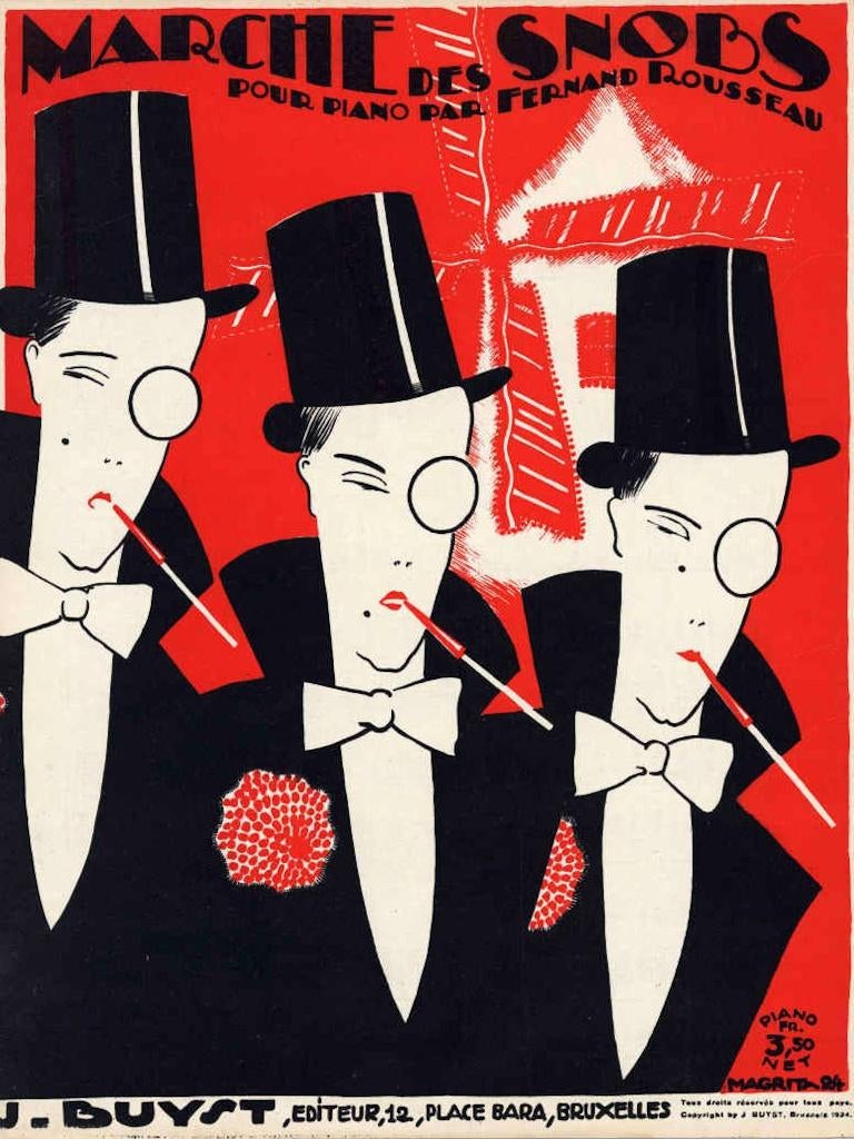 René MAGRITTE - Rare partition "MARCHE  DES SNOBS" (1924), Antiquités & Art, Art | Lithographies & Sérigraphies, Envoi