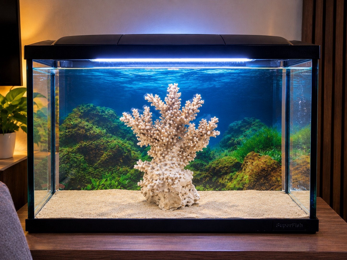 Aquarium 35L met verlichting+decoratie-klaar omte gebruiken, Dieren en Toebehoren, Ophalen, Decoratie, Nieuw, Inclusief deksel