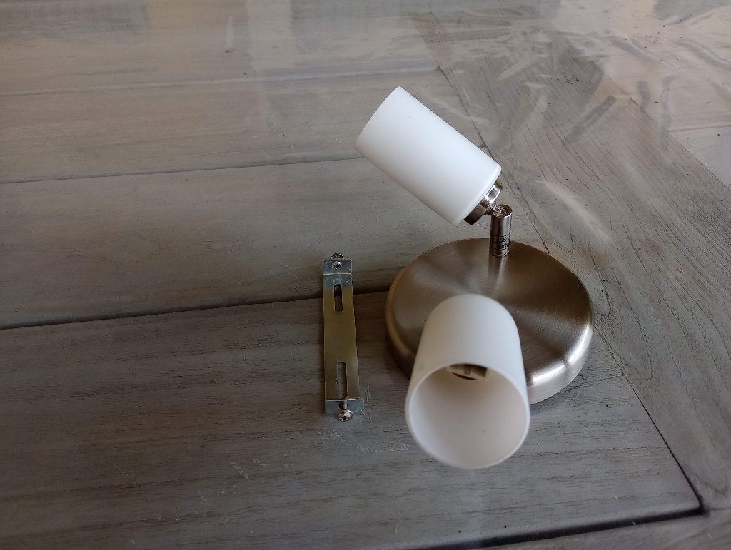 Moderne plafondlamp / wandlamp met 2 verstelbare spots, Blanc, Verre, Enlèvement, Utilisé