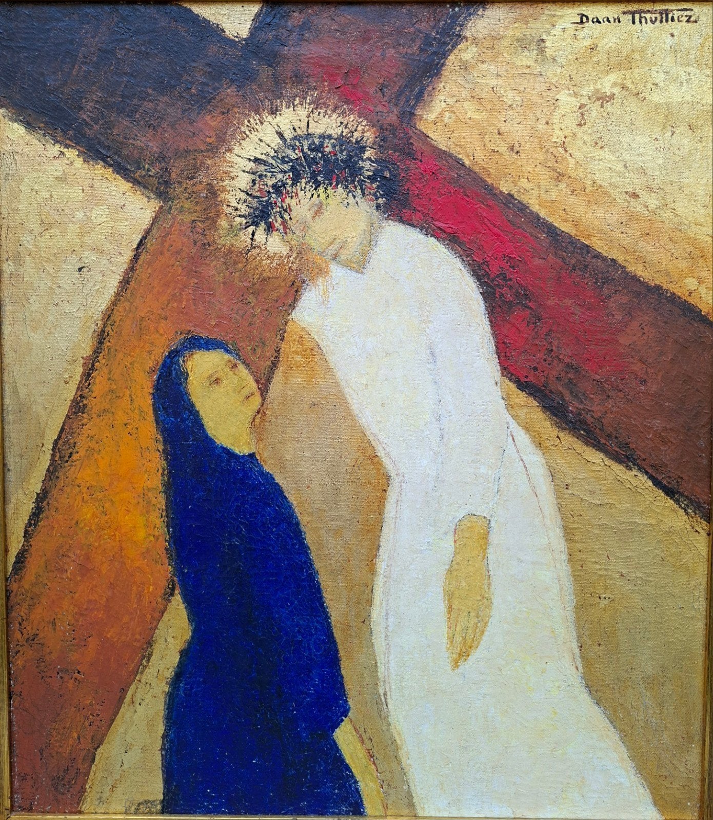 THULLIEZ Daan "Jezus ontmoet zijn Heilige moeder" olie, Ophalen
