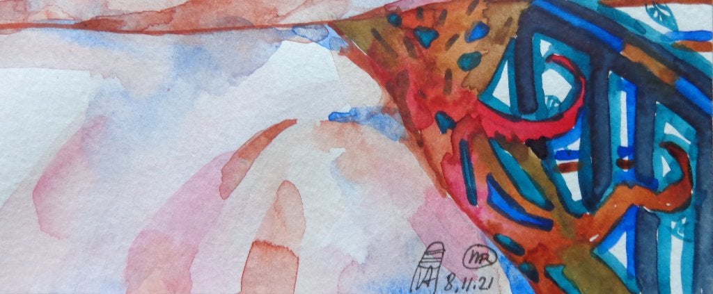 MARUSYA DRAM / NAAKTE VROUW / ORIGINEEL WERK / 42x30cm MONO, Ophalen of Verzenden, Gesigneerd, Aquarel, Figuren