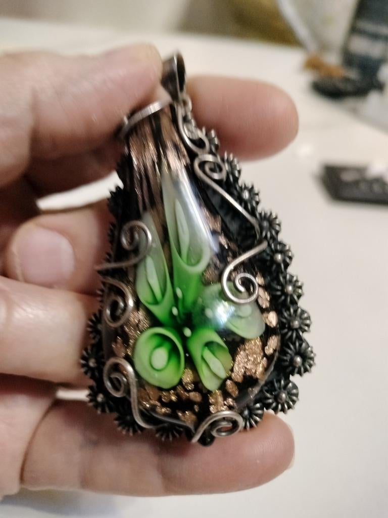 Pendentif argent massif avec Murano fait main artisanal, Bijoux, Sacs & Beauté, Enlèvement, Or, Or