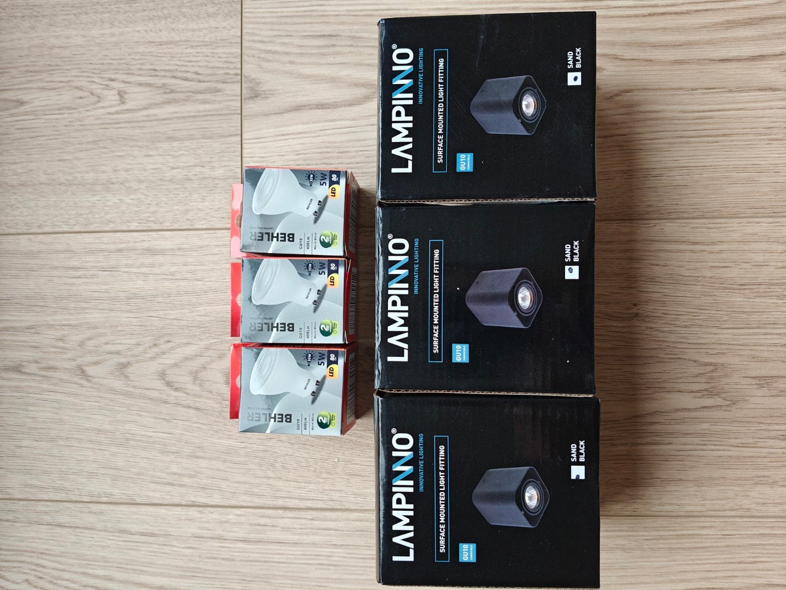 3x zwarte spot (opbouw) + 3x LED lamp (OPHALEN/GEEN KOERIER), Huis en Inrichting, Lampen | Spots, Ophalen, GU10, Opbouwspot, Nieuw