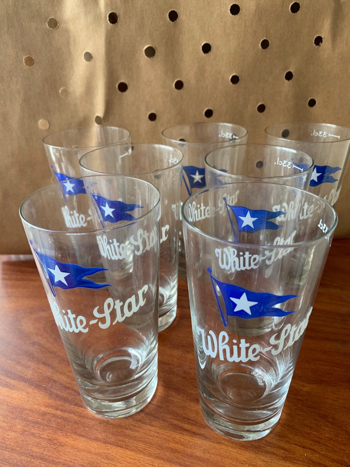 Sept vieux verres à bière White Star, Enlèvement ou Envoi, Utilisé