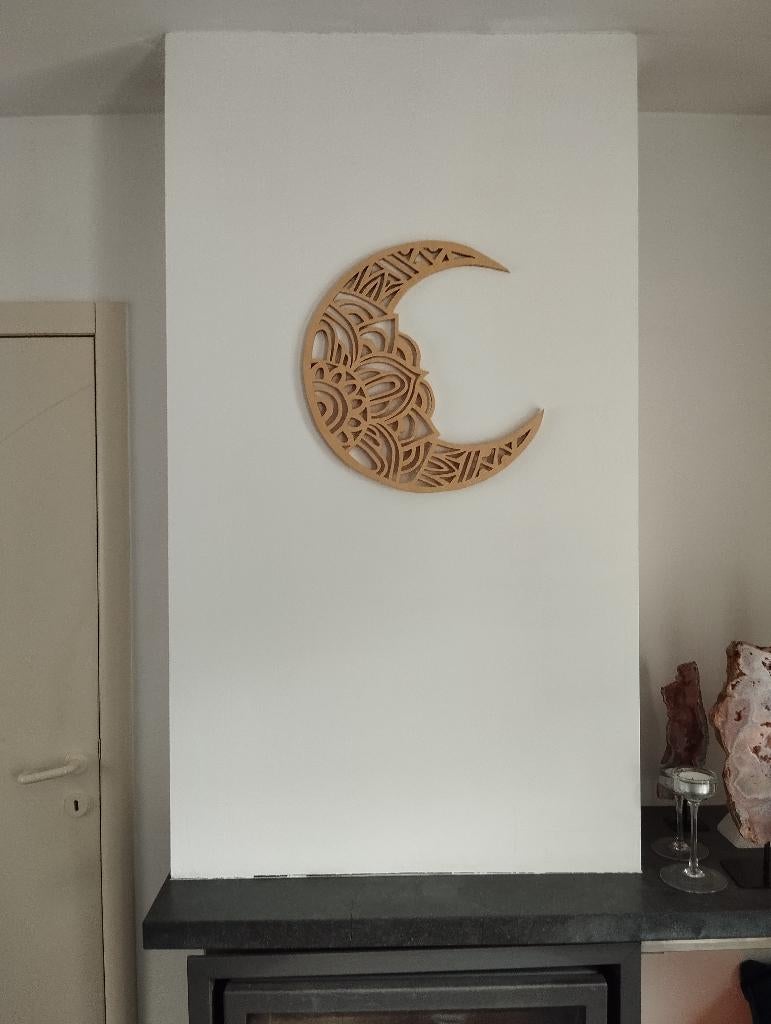 Lune décorative en bois à suspendre, Enlèvement, Comme neuf, Bois