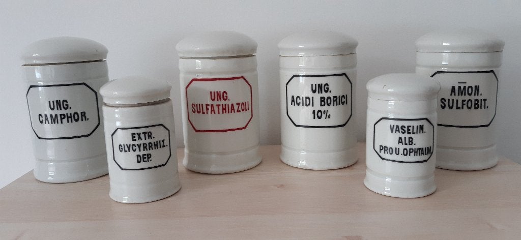 APOTHEKERS POTTEN JAAR 1920 - 1930, Antiek en Kunst, Ophalen
