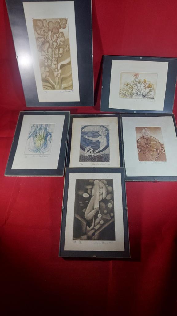 Samenhangende Collectie 6  Etsen Marie-Thérèse Verlaak, Ophalen of Verzenden, Ets, Ingelijst