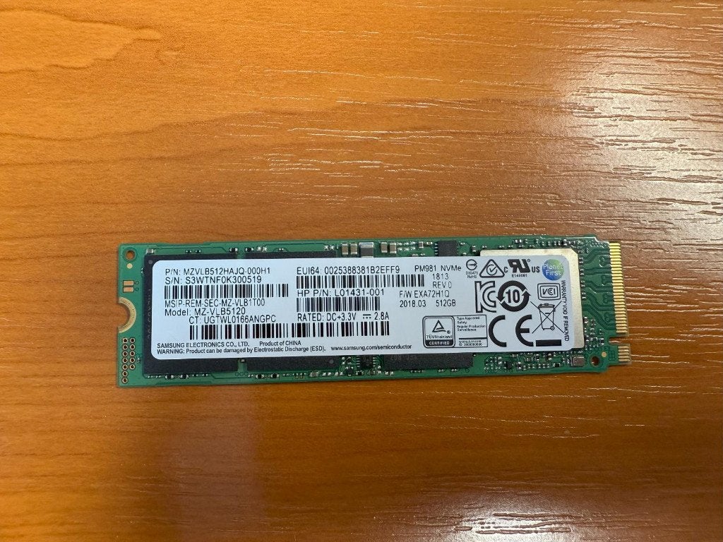 512Gb SSD Samsung PM981 NVMe M.2 Type 2280 Gen 3x4, Enlèvement ou Envoi, SSD, Interne, Utilisé