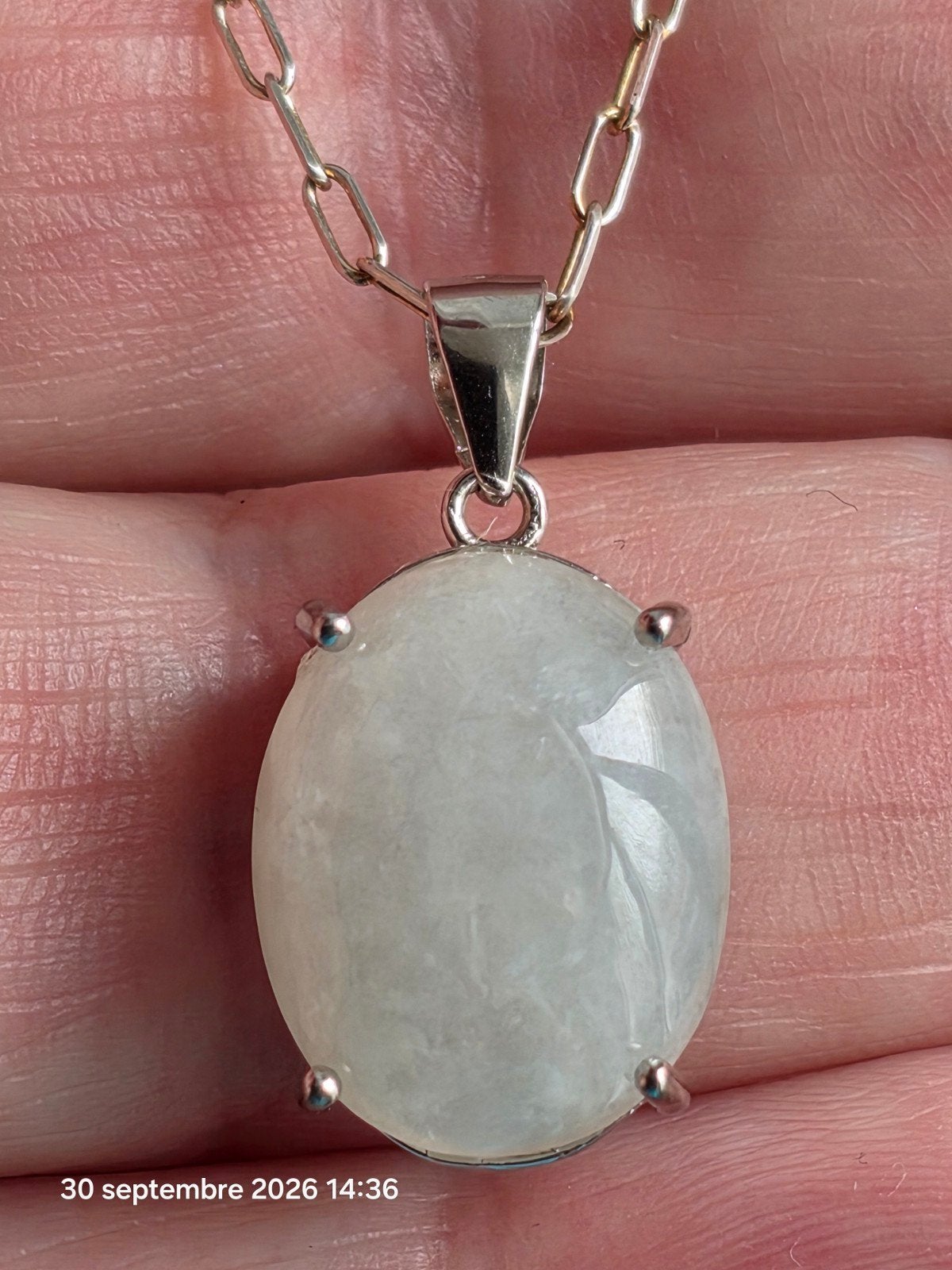 Sterling zilveren hanger met jade uit Myanmar, Ophalen, Nieuw, Met edelsteen, Groen