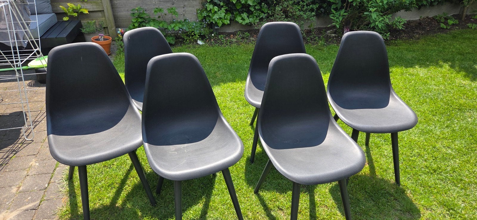 6 Zwarte tuinstoelen in perfecte staat, Tuin en Terras, Ophalen