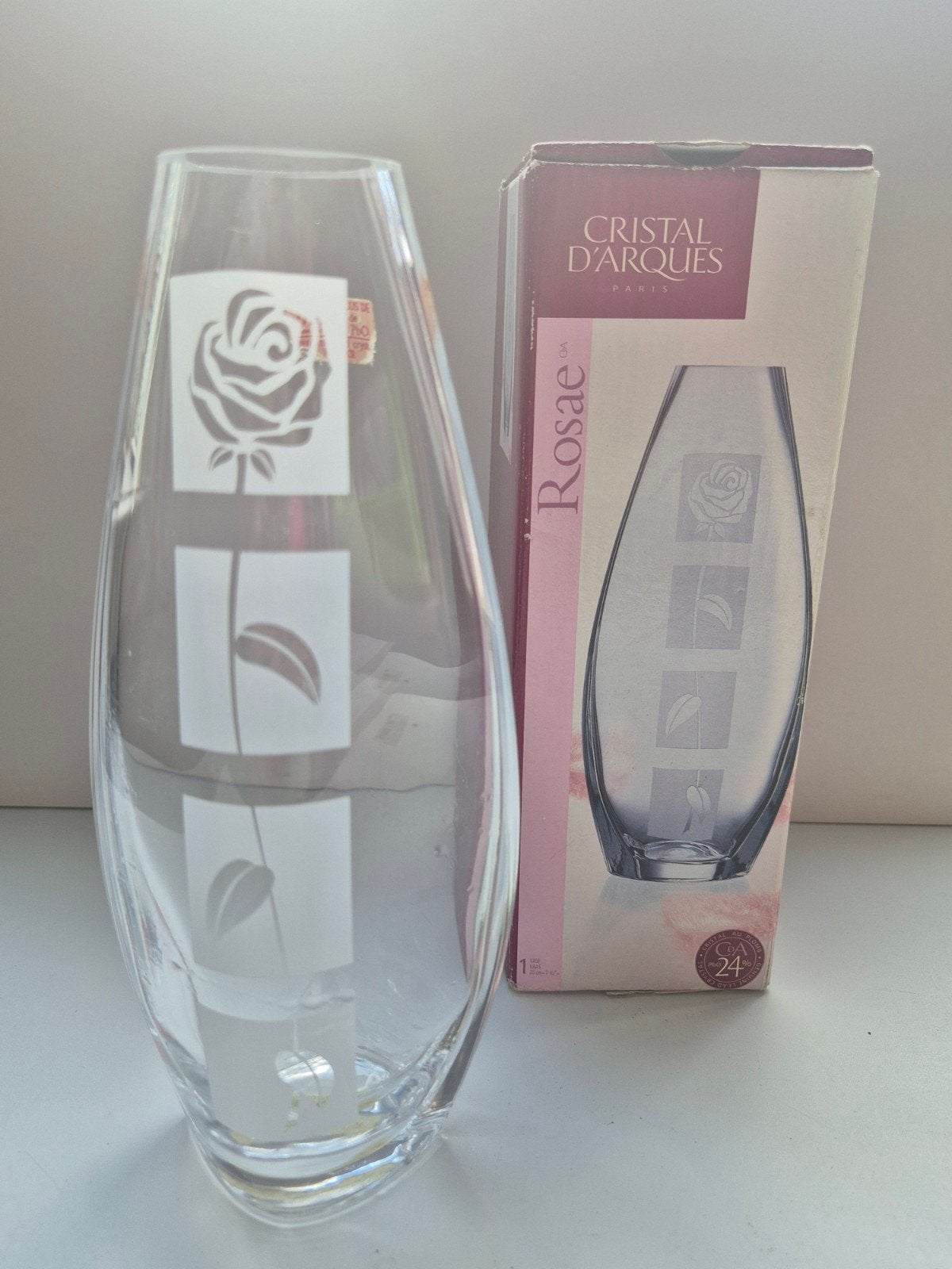 Cristal d'Arques Rose kristallen vaas 20cm – Frankrijk – me, Enlèvement ou Envoi