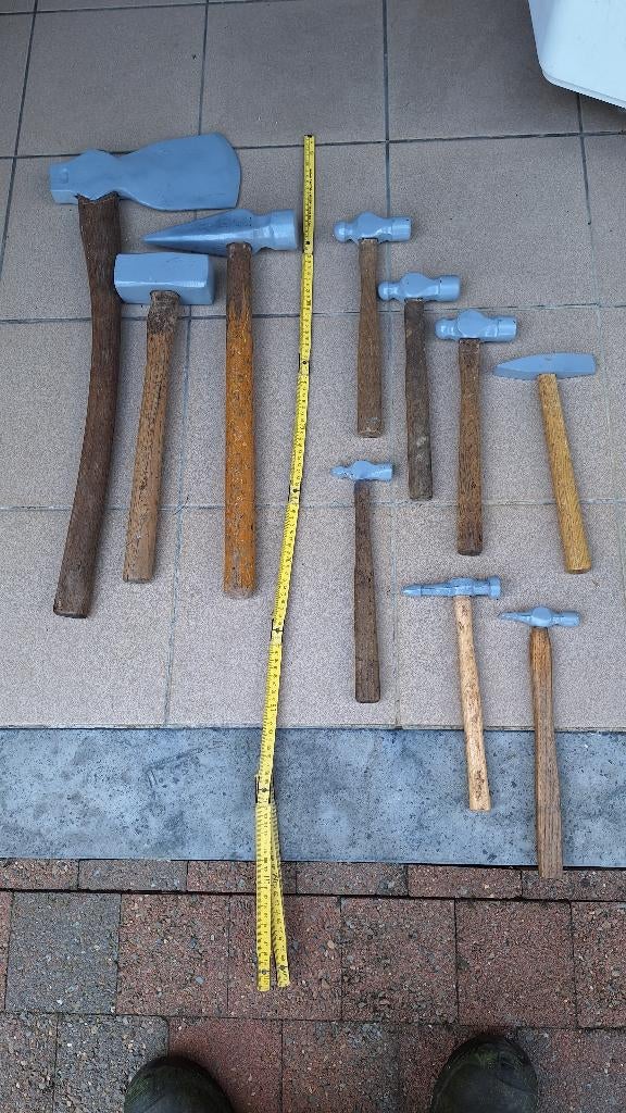Lot bank hamers en bijl, Tuin en Terras, Hand-tuingereedschap, Ophalen of Verzenden, Gebruikt, Bijl
