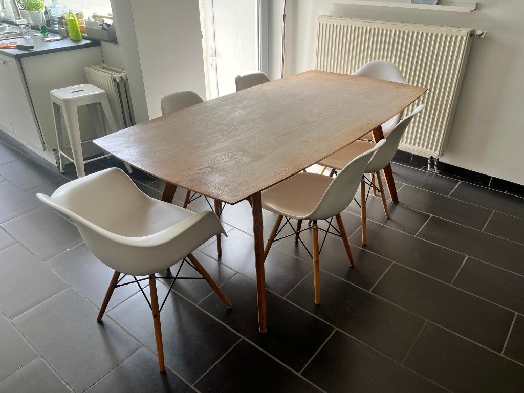 6 eetkamerstoelen Eames replica, Huis en Inrichting, Stoelen, Gebruikt, Wit, Modern, Vijf, Zes of meer stoelen