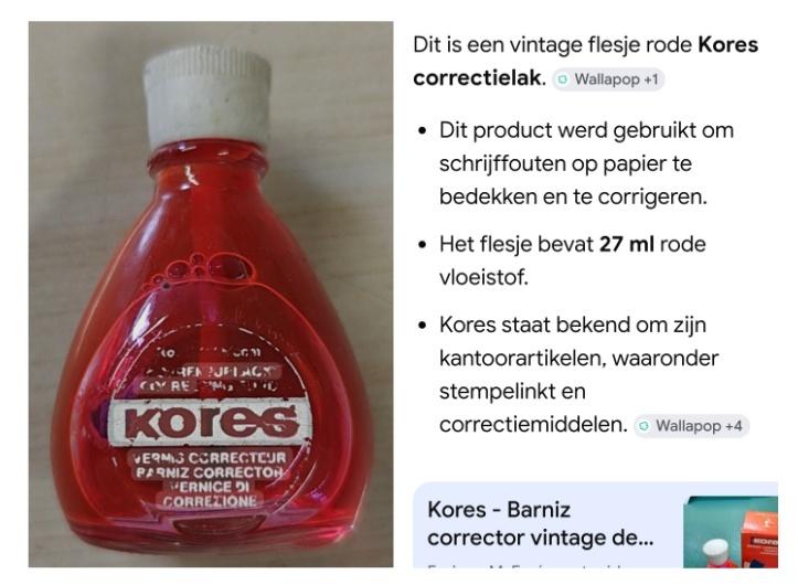 Vintage KORES correctievloeistof (Jaren '70/'80), Verzamelen, Retro, Ophalen
