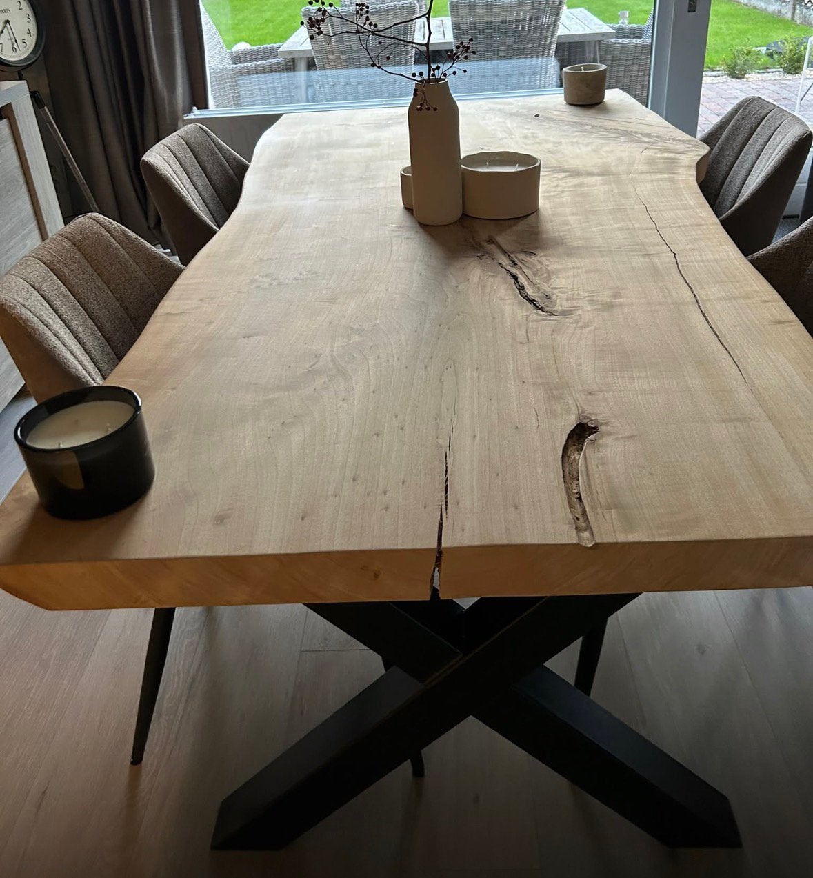 Houten tafel ( boomstam), Ophalen, Zo goed als nieuw, 75 cm of meer, 60 cm of meer