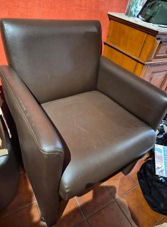 2 fauteuils à roulettes marrons simili, Enlèvement, Utilisé, Synthétique