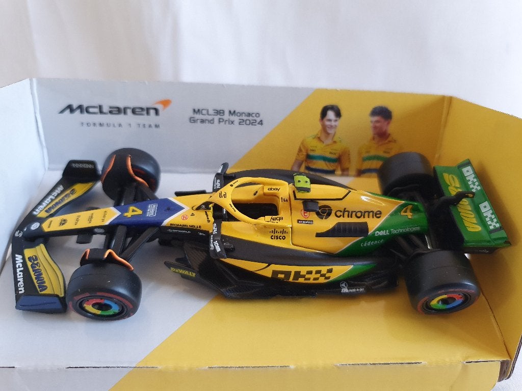 Lando Norris McLaren MCL38 Monaco GP 2024 Bburago 1:43, Ophalen of Verzenden, Nieuw, Auto, Overige merken