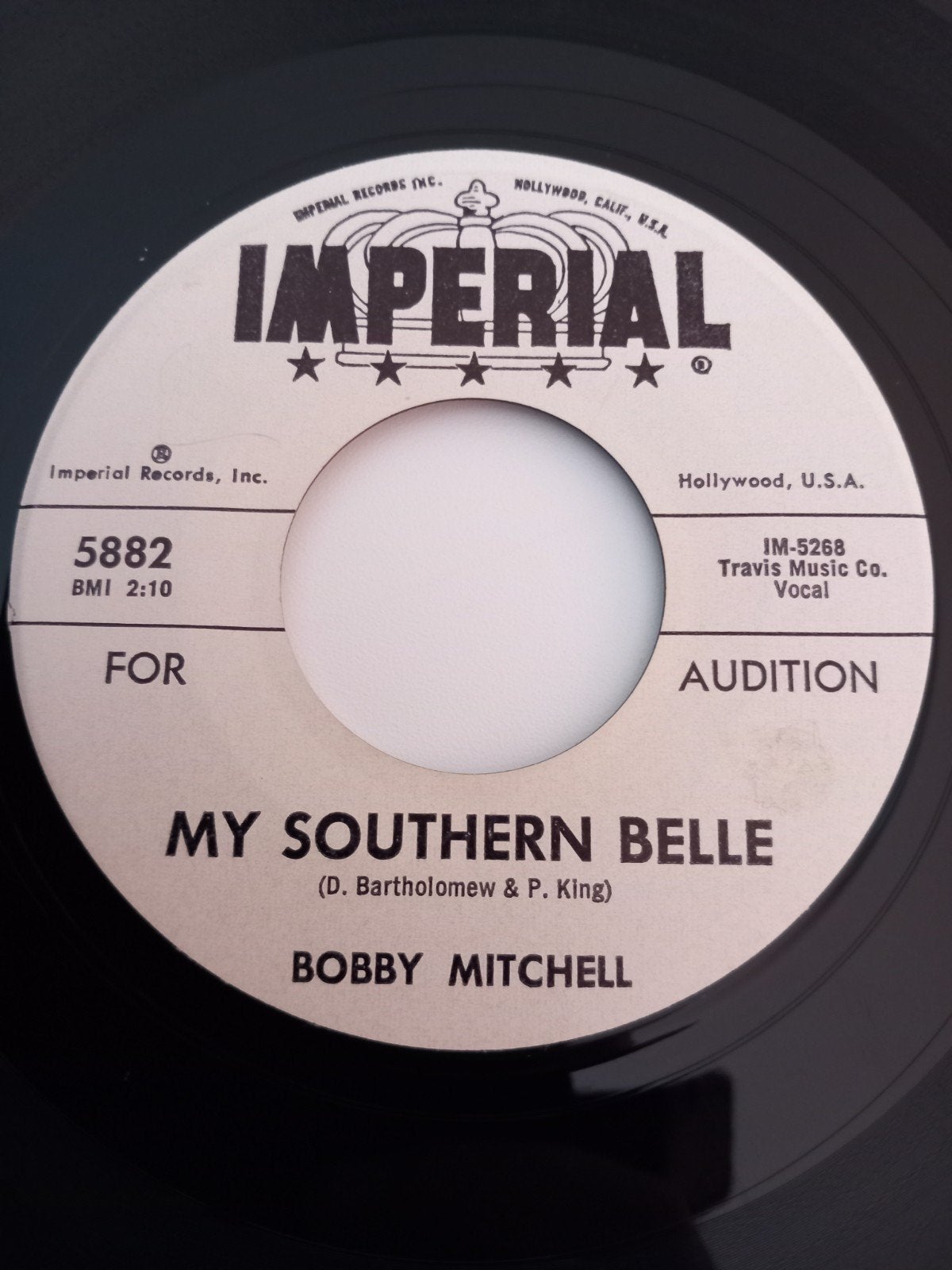BOBBY MITCHELL. 1962. MY SOUTHERN BELLE. USA 45T, Enlèvement ou Envoi