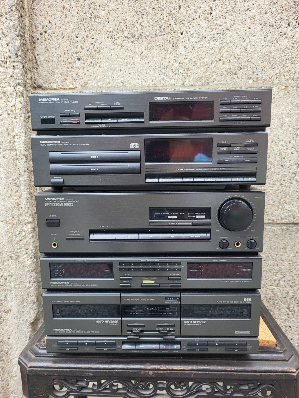 vintage stereo Memorex inclusief boxen en kabels, Gebruikt, Cassettedeck, Losse componenten, Ophalen