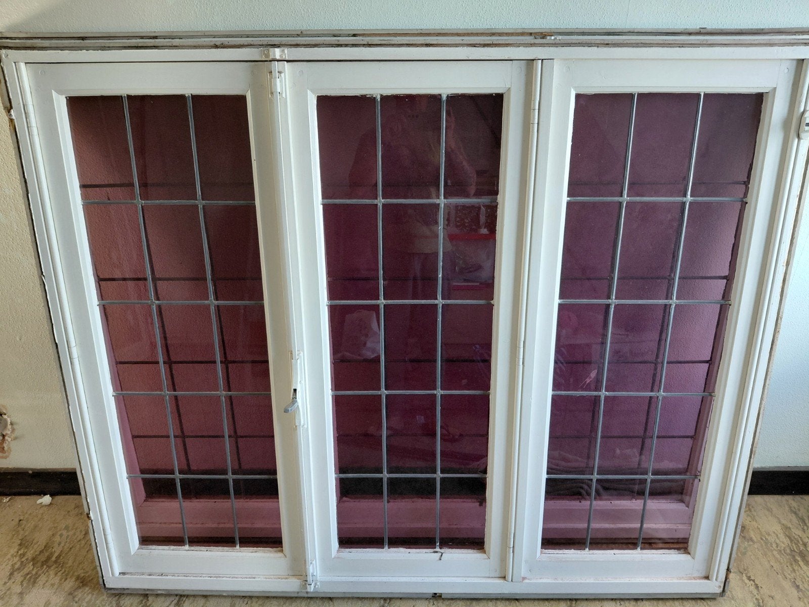 2 ramen loodglas, hout 3 delen, 75 à 150 cm, Enlèvement, Utilisé, Bois