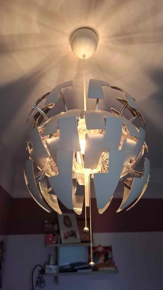 Suspension ikea blanc/argent PS 2014, Huis en Inrichting, Lampen | Hanglampen, Ophalen, Zo goed als nieuw