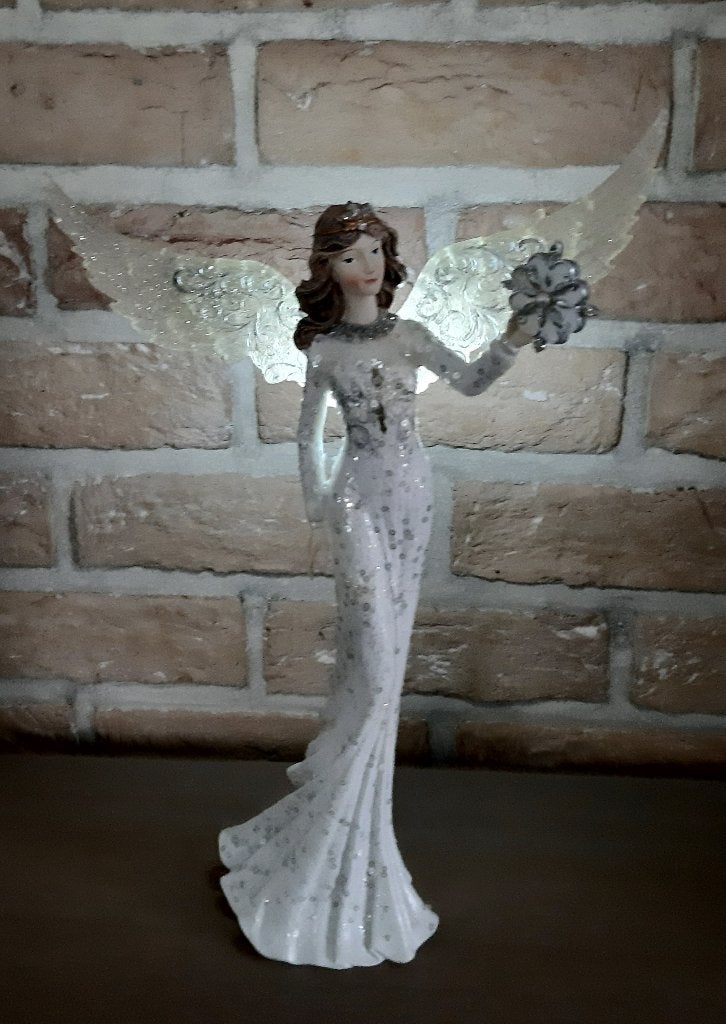 Kerstdecoratie : engel - H 41 cm - vleugels met licht, Diversen, Ophalen of Verzenden, Zo goed als nieuw