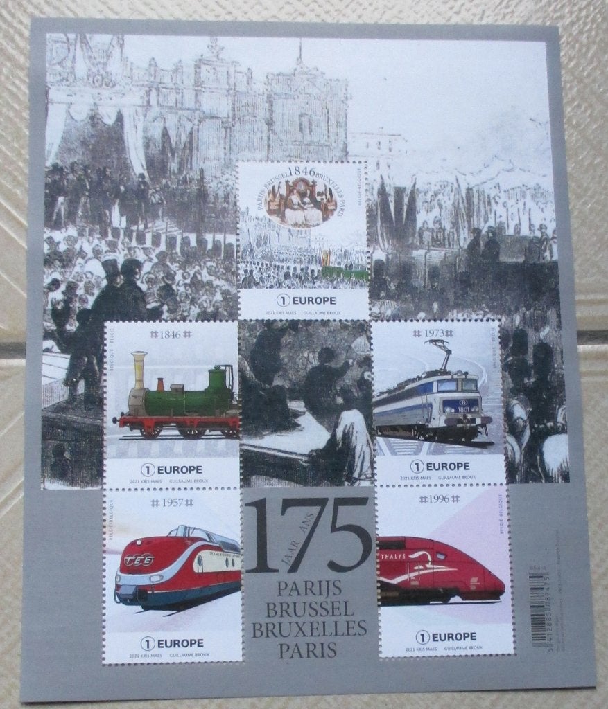1 blok BL304 175 jaar parijs brussel 5 x nummer 1 europa, Postzegels en Munten, Europa, Frankeerzegel, Ophalen of Verzenden, Zonder stempel