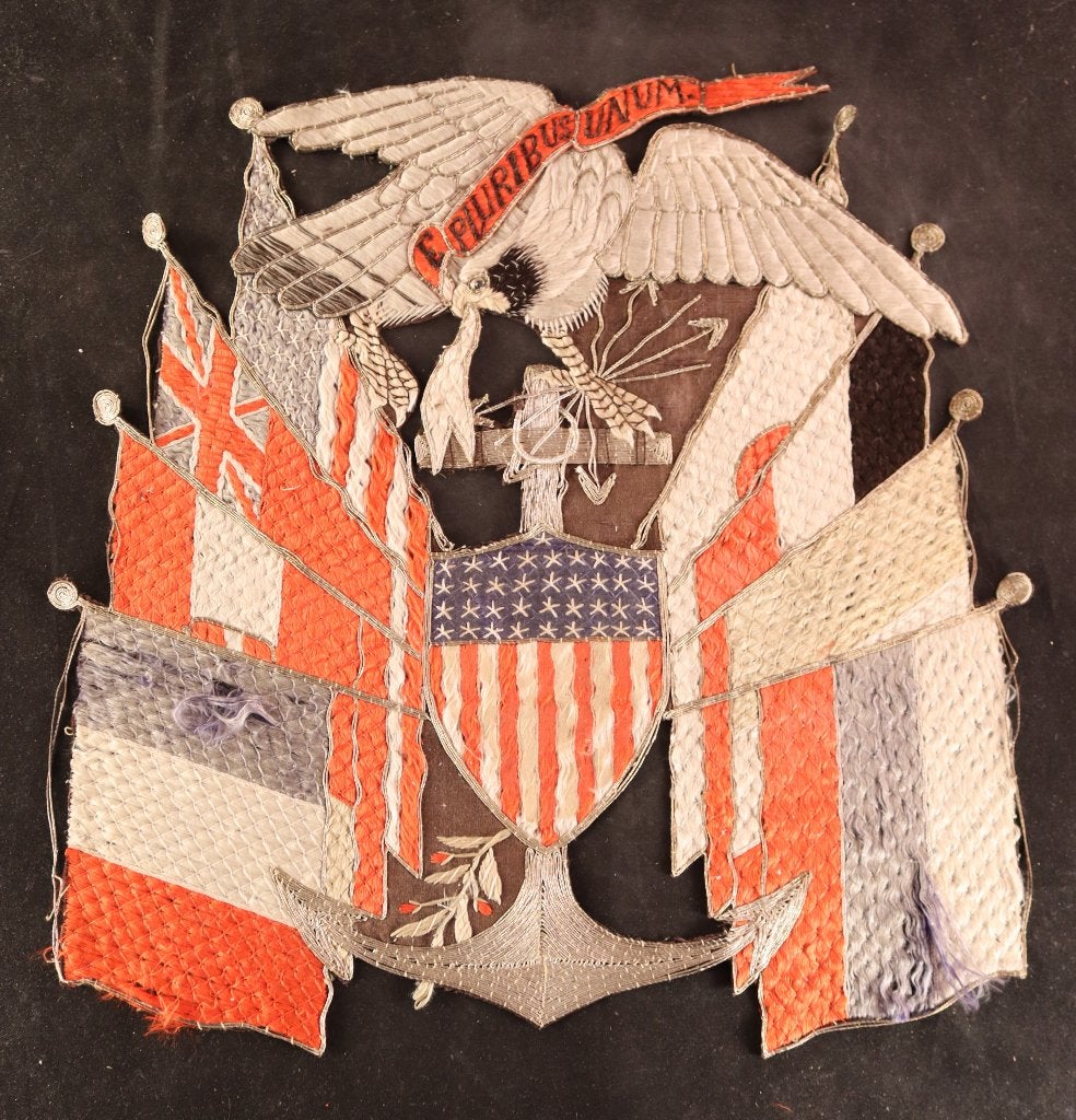 Antieke geborduurde Amerikaanse vlag, Antiek en Kunst, Antiek | Overige Antiek, Ophalen of Verzenden