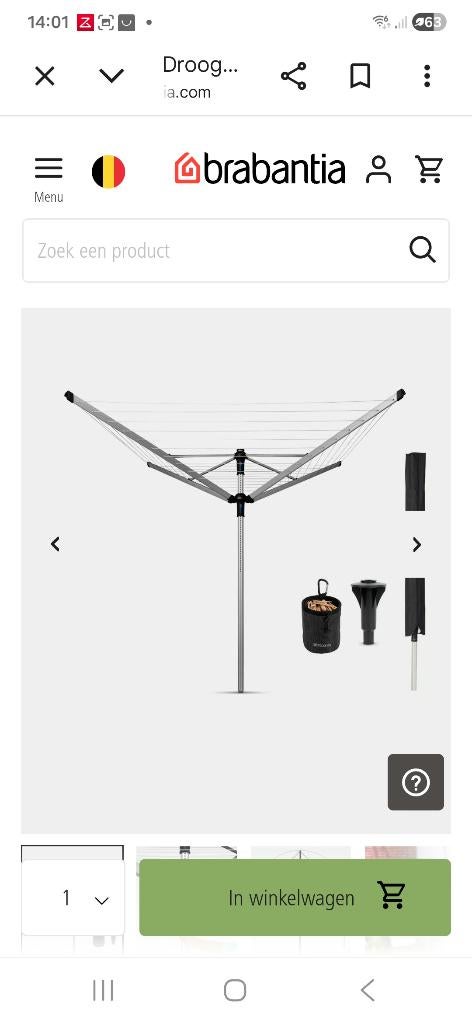 Brabantia droogmolen, Tuin en Terras, Droogmolens en Wasrekken, Ophalen, Nieuw, Droogmolen