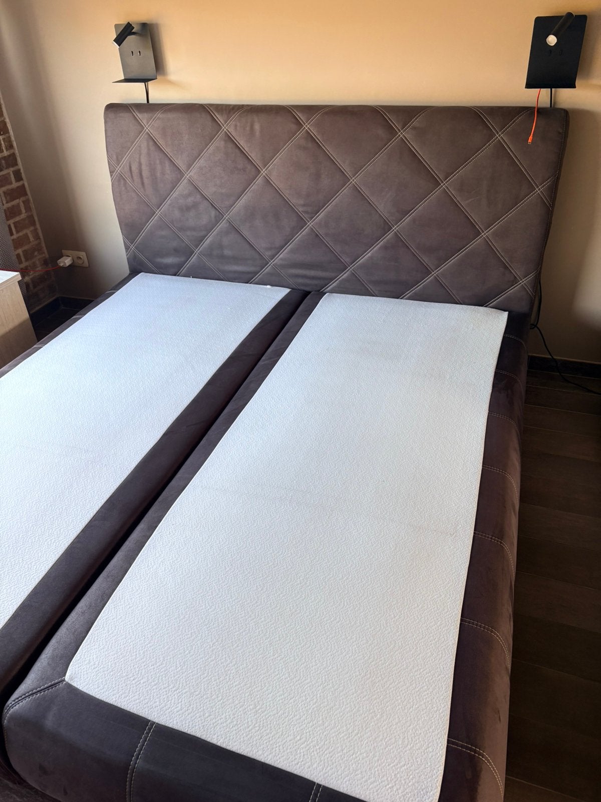 Boxspring 180x200, Maison & Meubles, Chambre à coucher | Lits boxsprings, Comme neuf, Brun, Enlèvement, 180 cm