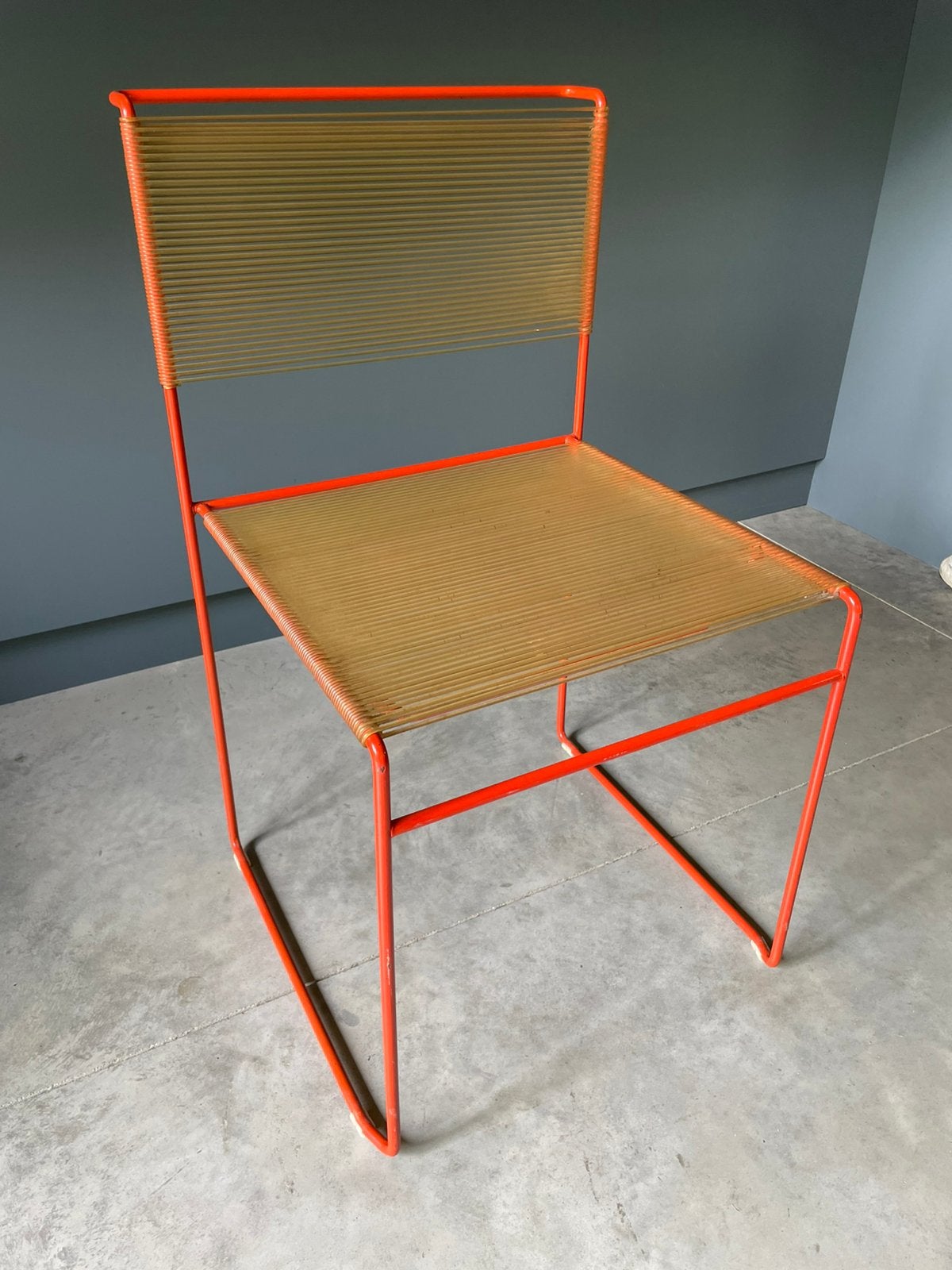 “Cord chairs” design stoel 4 stuks, Rouge, Enlèvement, Utilisé, Métal