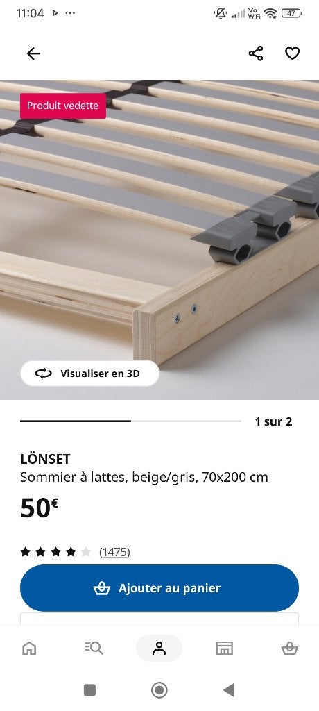 Lit Brimnes complet 140200, Enlèvement, 200 cm, Deux personnes, Ikea scandinave moderne.