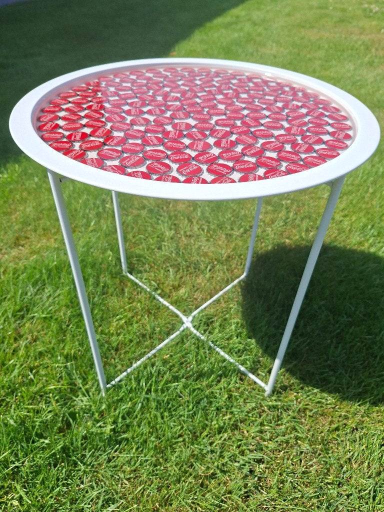 Coca-Cola epoxy bijzettafeltje, Neuf, Enlèvement ou Envoi, Rond, Vintage creatief origineel