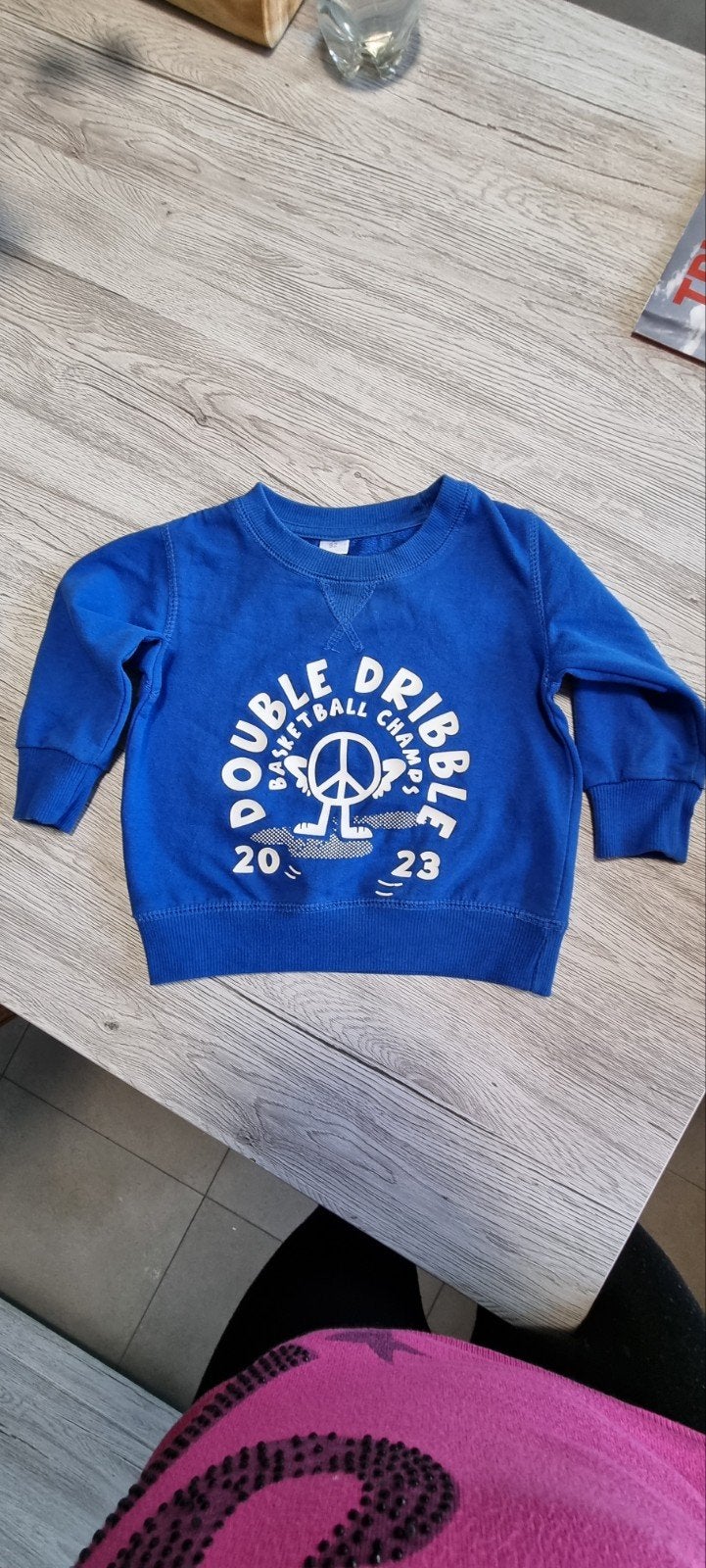 blauw truitje met witte print maat 92, Kinderen en Baby's, Kinderkleding | Maat 92, Ophalen