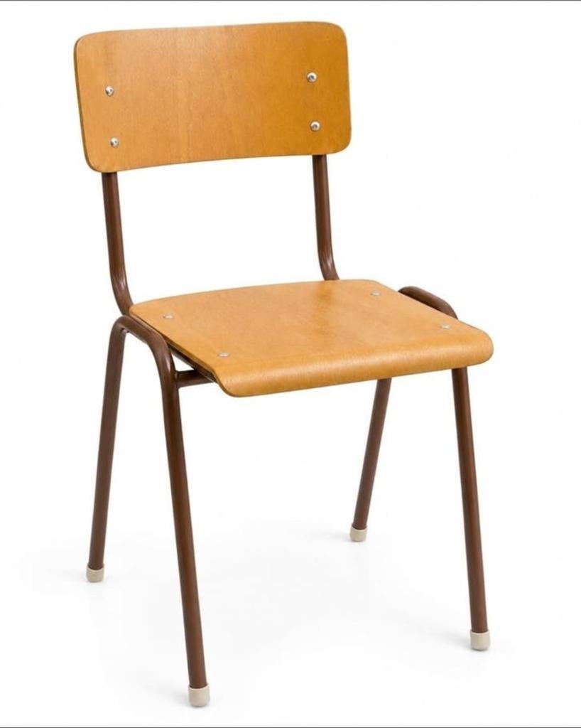 Set van 6 structureerbare houten stoelen in vintage stijl -, Huis en Inrichting, Stoelen, Ophalen, Bruin, Vintage, Nieuw