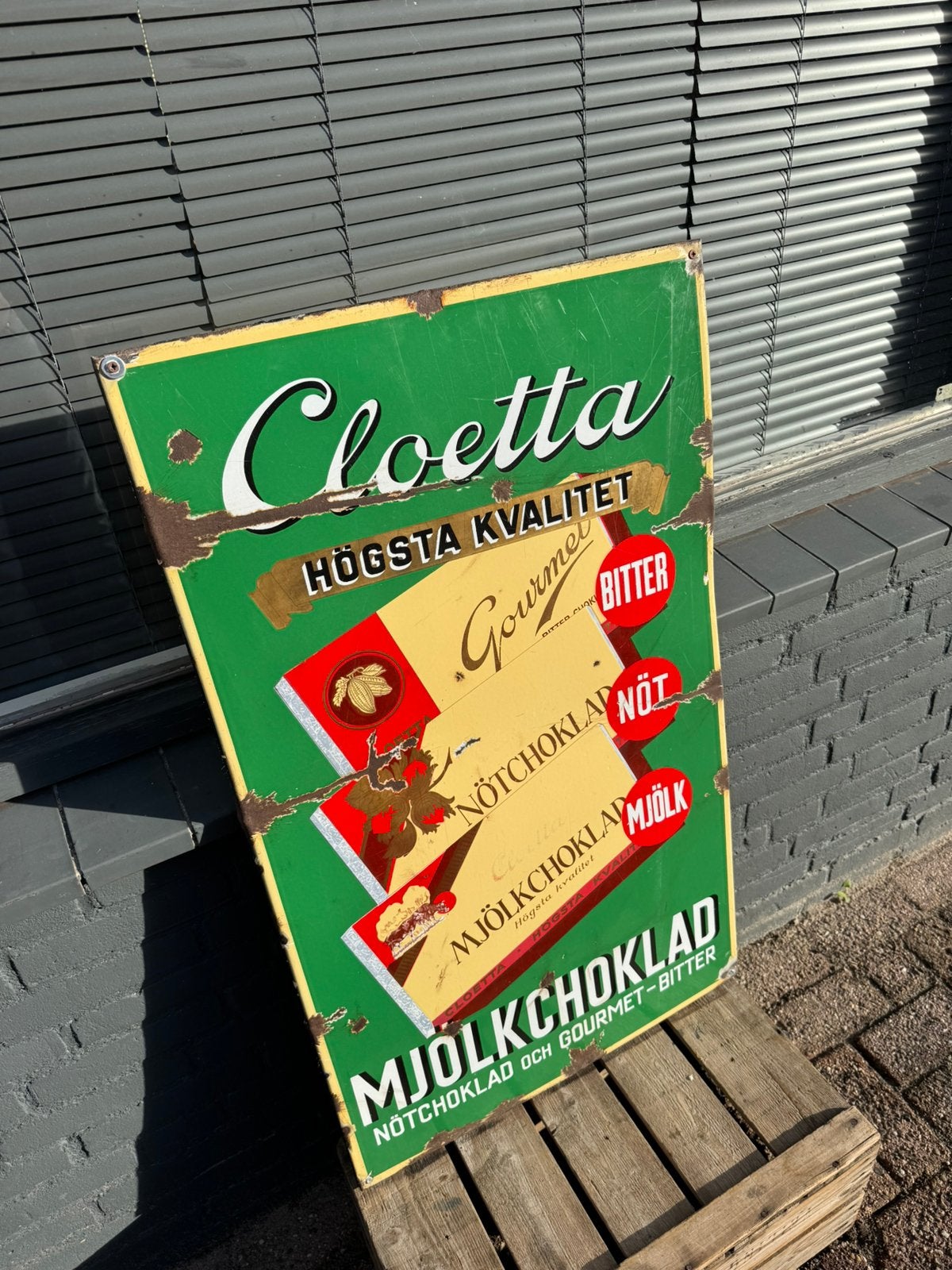 Cloetta Chocola oud emaille reclamebord, Ophalen, Reclamebord, Gebruikt, .