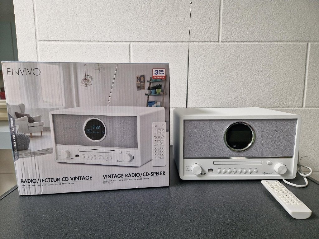 Vintage Radio/CD Speler- DAB+, FM, Bluetooth, Audio, Tv en Foto, Ophalen, Nieuw, Radio, Met cd-speler