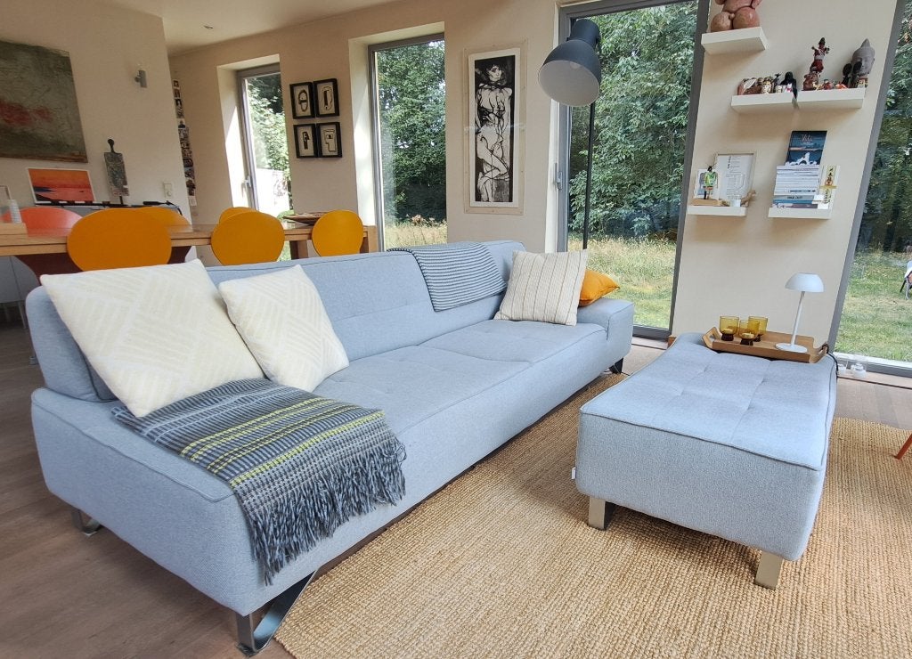 Zetel driezit met voetbank, Maison & Meubles, Canapés | Salons, 250 à 300 cm, Banc droit, Comme neuf, Enlèvement