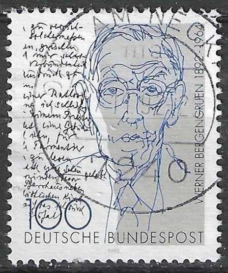 Allemagne Bundespost 1992 - Yvert 1460 - Bergengruen (ST), Timbres & Monnaies, Timbres | Europe | Allemagne, Envoi, Affranchi