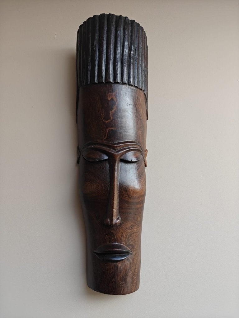 Groot Afrikaans houten masker – 55,5 cm, Antiquités & Art, Art | Art non-occidental, Afrique, Brun, 55 cm, Enlèvement